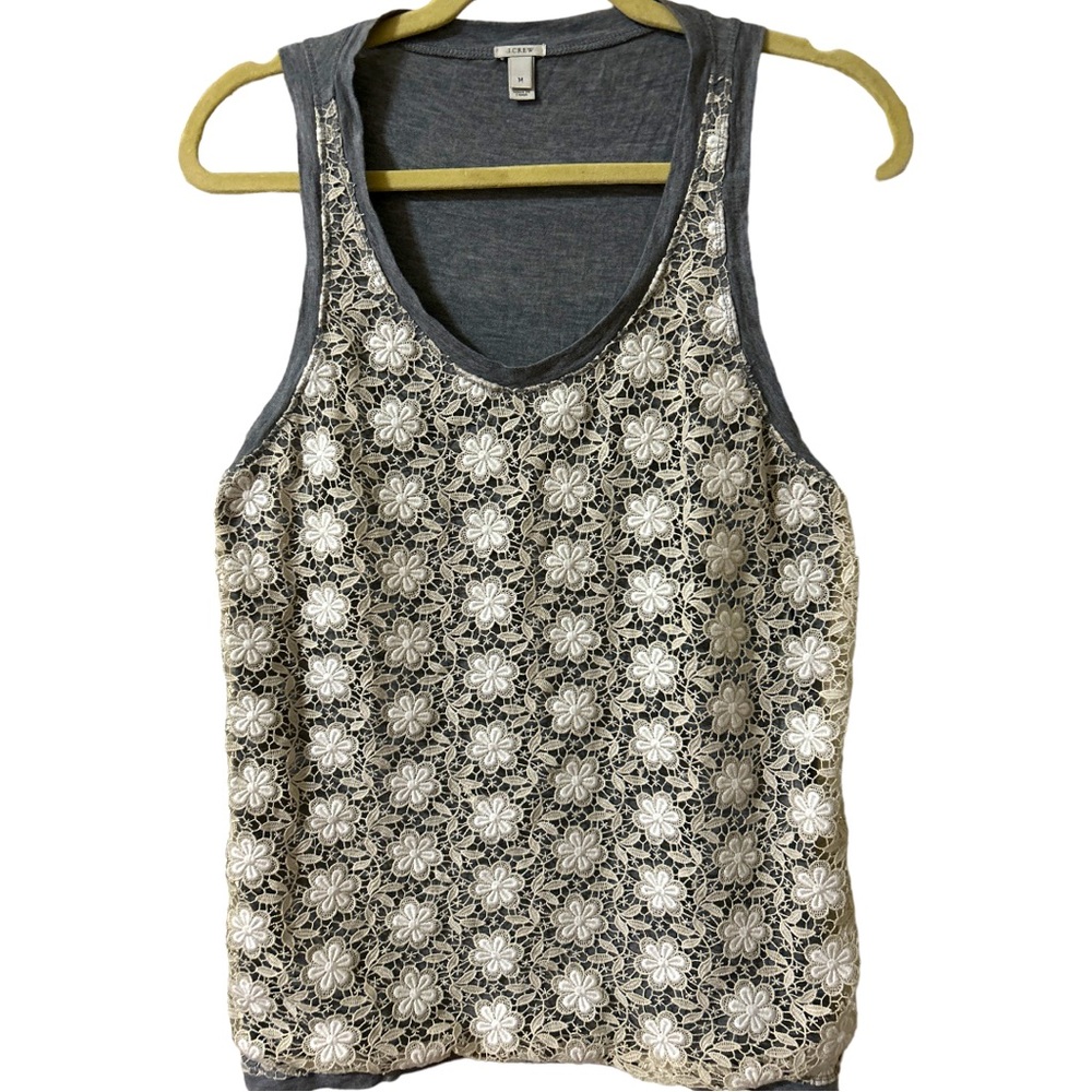 J Crew lace front floral tank